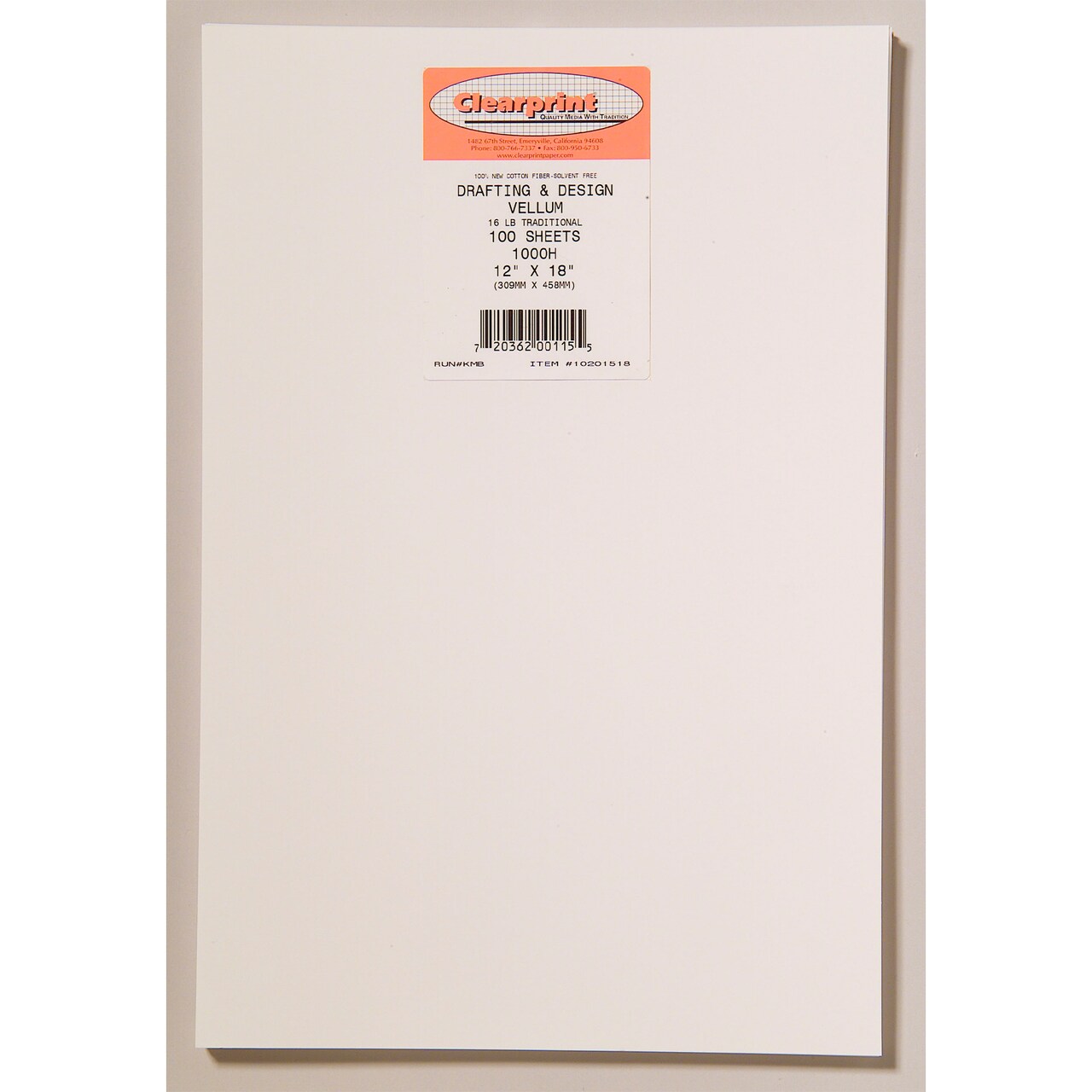 Clearprint 1000H Design Vellum Sheets, 16 lb., 100% Cotton, Pack